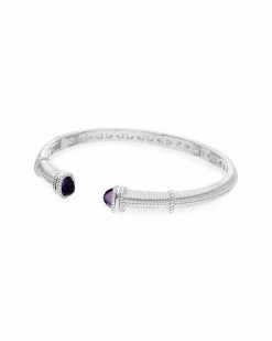 Wholesale 🎉 Judith Ripka Little Luxuries Silver 1.30 Ct. Tw. Amethyst Cuff 👩 Women Bracelets 😀