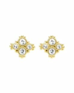 Deals 💯 Judith Ripka Lore 14K Over Silver White Topaz Studs 👩 Women Earrings 🥰