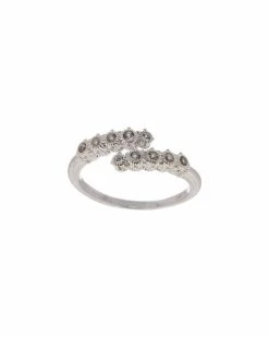 Wholesale 🧨 Judith Ripka Lore Silver White Topaz Bypass Ring 👩 Women Rings 🤩