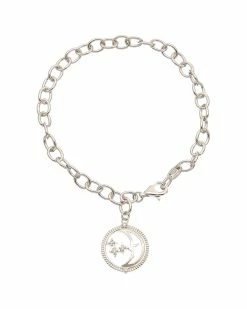 Hot Sale ⭐ Judith Ripka Little Jewels Silver White Topaz Moon & Star Bracelet 👩 Women Bracelets 😉