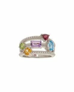 Best reviews of 😉 Judith Ripka Classic Silver Gemstone Multi-Row Ring 👩 Women Rings ✔️