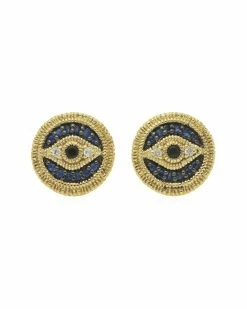 Deals 🛒 Judith Ripka Little Jewels 14K Over Silver Gemstone Evil Eye Studs 👩 Women Earrings ✨