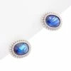 Outlet 😀 Judith Ripka Sanibel Silver Blue Corundum Oval Studs 👩 Women Earrings ❤️ -Judith Ripka Sales 6030950207 RLLZ 1