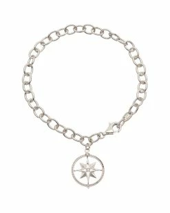 Cheapest 🔥 Judith Ripka Little Jewels Silver White Topaz Star Charm Bracelet 👩 Women Bracelets ⭐