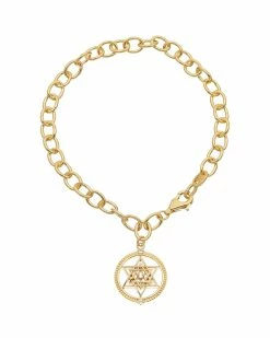 New 🛒 Judith Ripka Little Jewels 14K Over Silver White Topaz Star Of David Charm Bracelet 👩 Women Bracelets 🛒